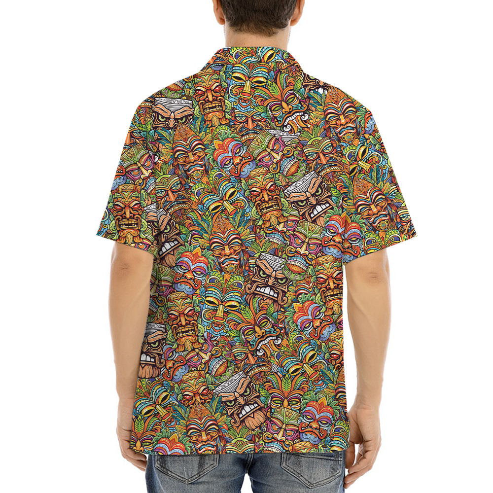 Tiki Faces Cartoon Aloha Shirt