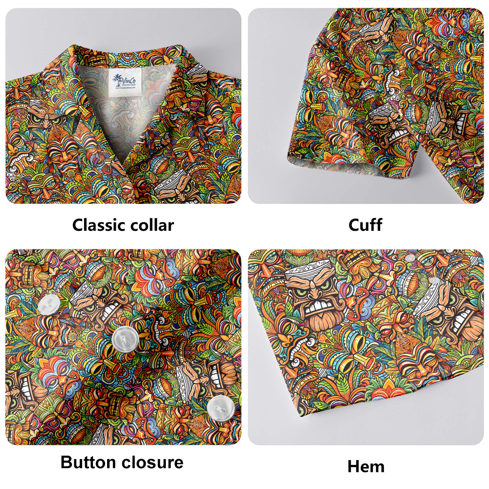 Tiki Faces Cartoon Aloha Shirt