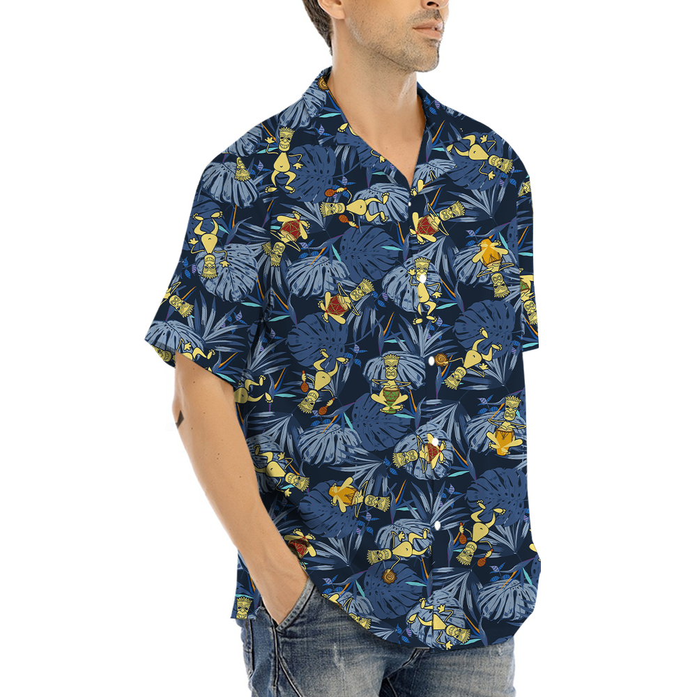 Tribal Musicians Tiki Navy Hawaiian Shirt