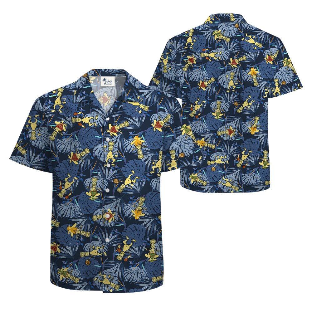 Tribal Musicians Tiki Navy Hawaiian Shirt