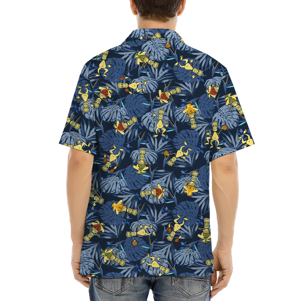 Tribal Musicians Tiki Navy Hawaiian Shirt