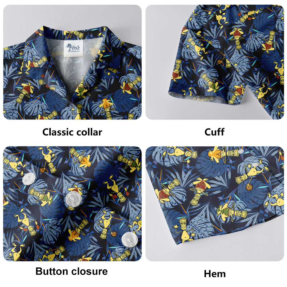 Tribal Musicians Tiki Navy Hawaiian Shirt