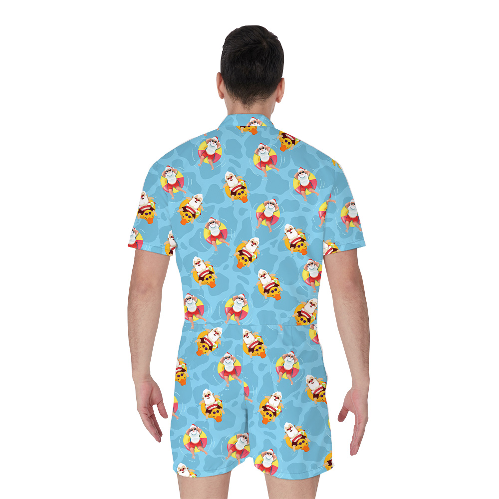 Funny Blue Pool Father Christmas Hawaiian Romper