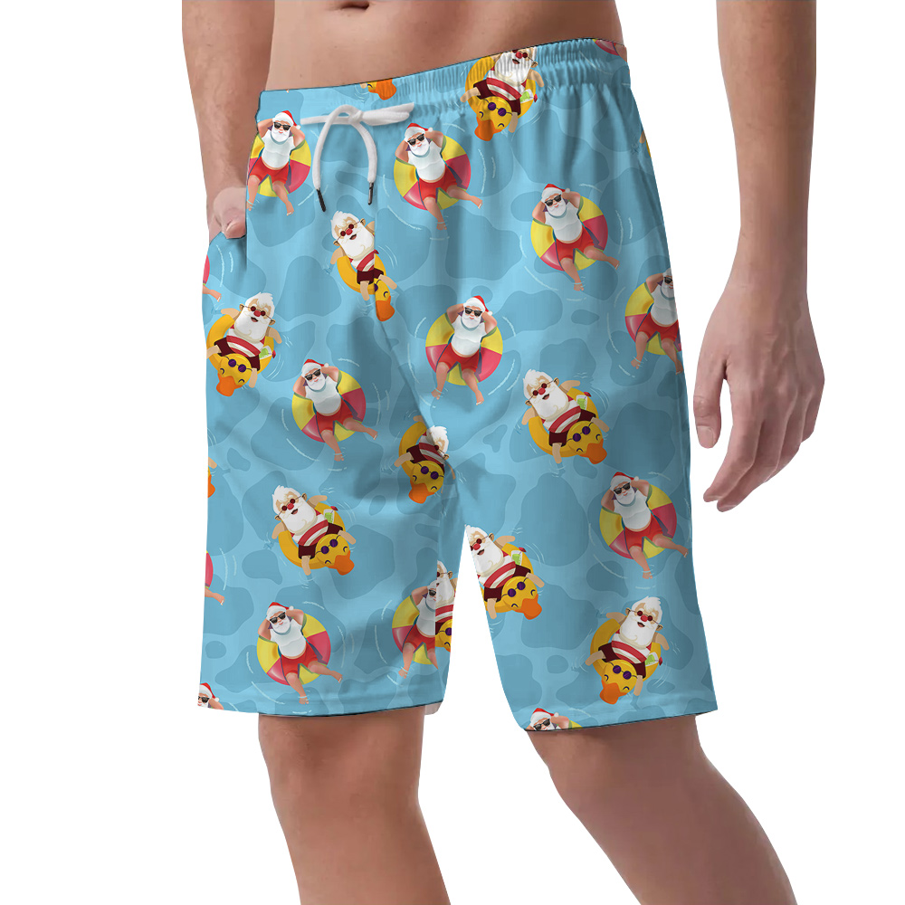 Funny Blue Pool Father Christmas Hawaiian Swim Short