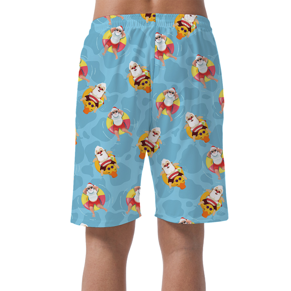 Funny Blue Pool Father Christmas Hawaiian Swim Short