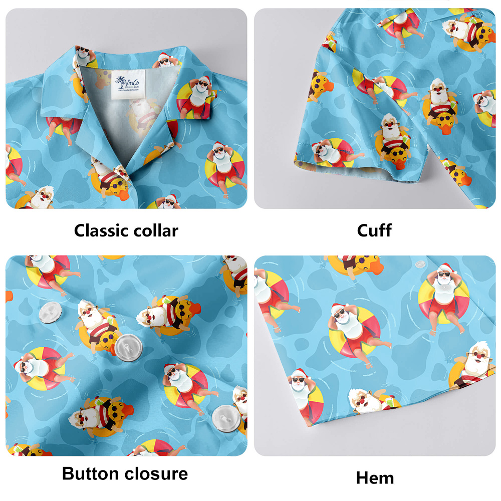 Blue Pool Santa Chrissie Hawaiian Shirt for Men S - 8XL