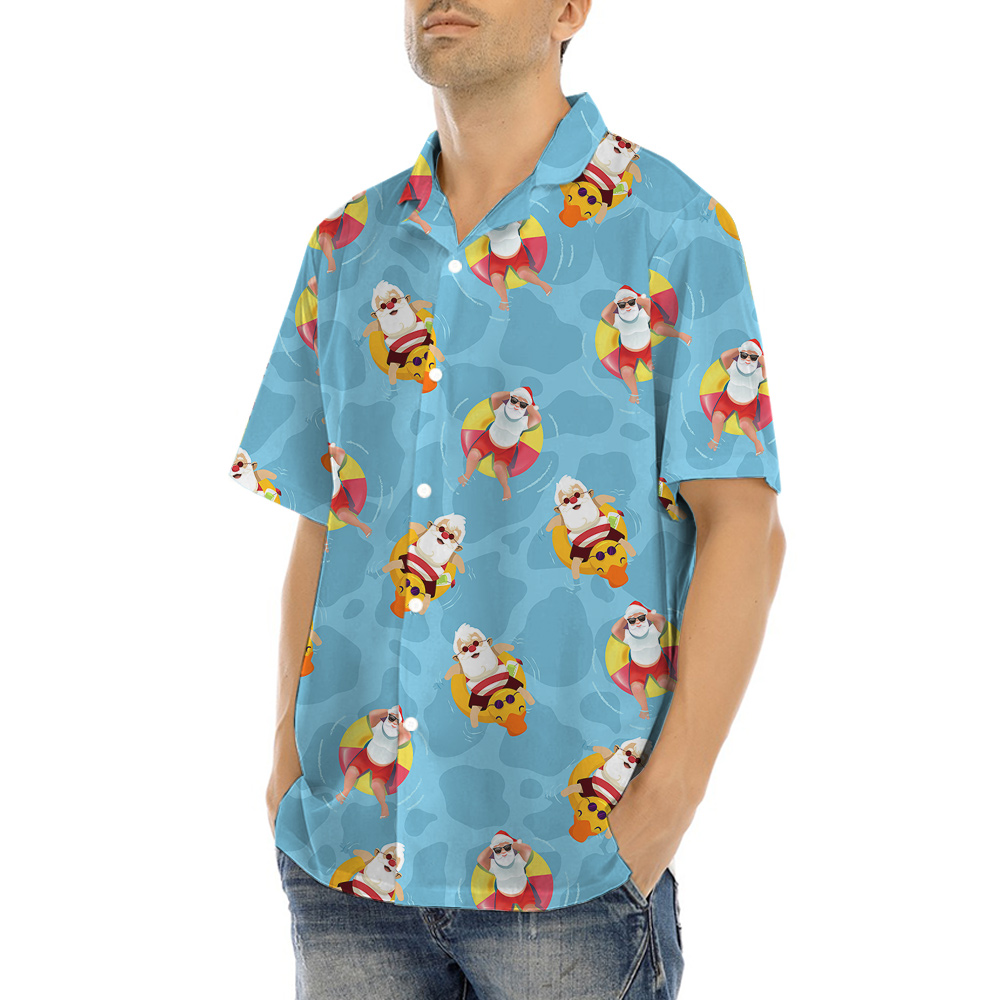 Blue Pool Santa Chrissie Hawaiian Shirt for Men S - 8XL
