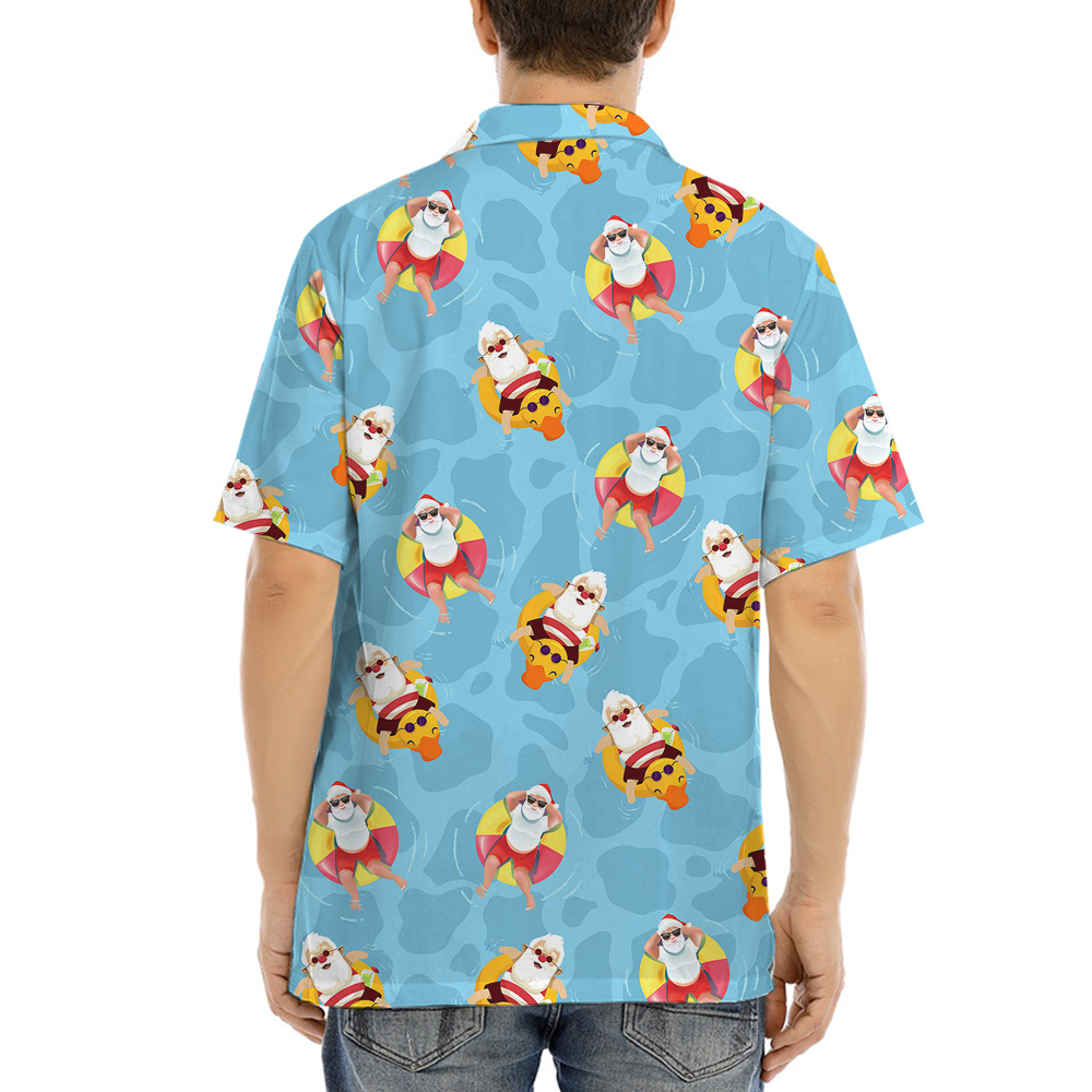 Blue Pool Santa Chrissie Hawaiian Shirt for Men S - 8XL