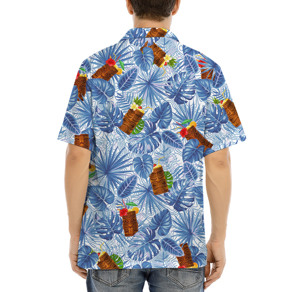 Summer Tiki Bar Tropical Blue Aloha Shirt