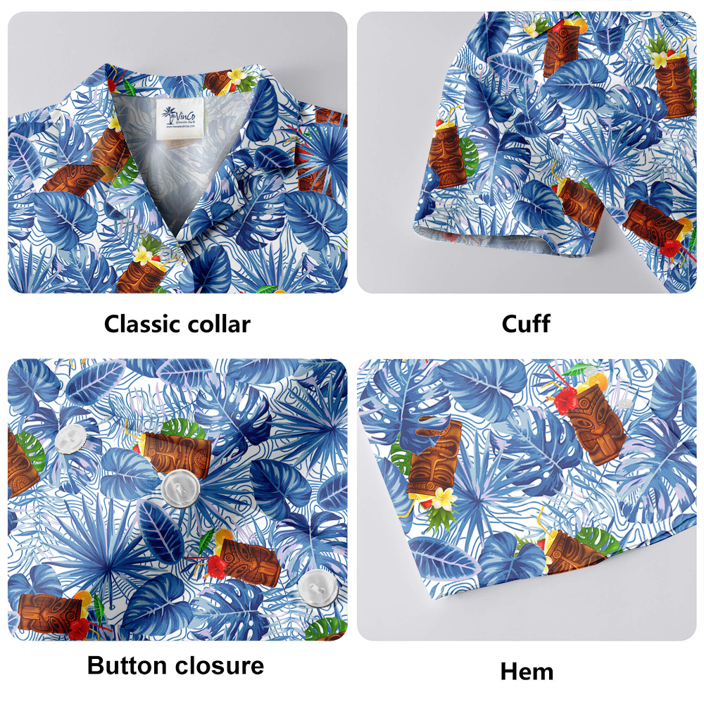 Summer Tiki Bar Tropical Blue Aloha Shirt