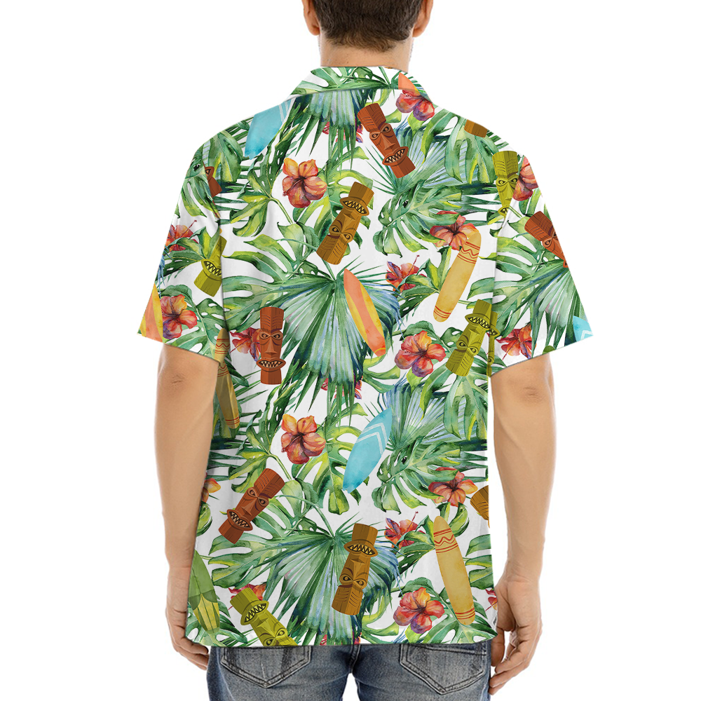 Tiki Surfing Board Tropical Hawaiian Shirt