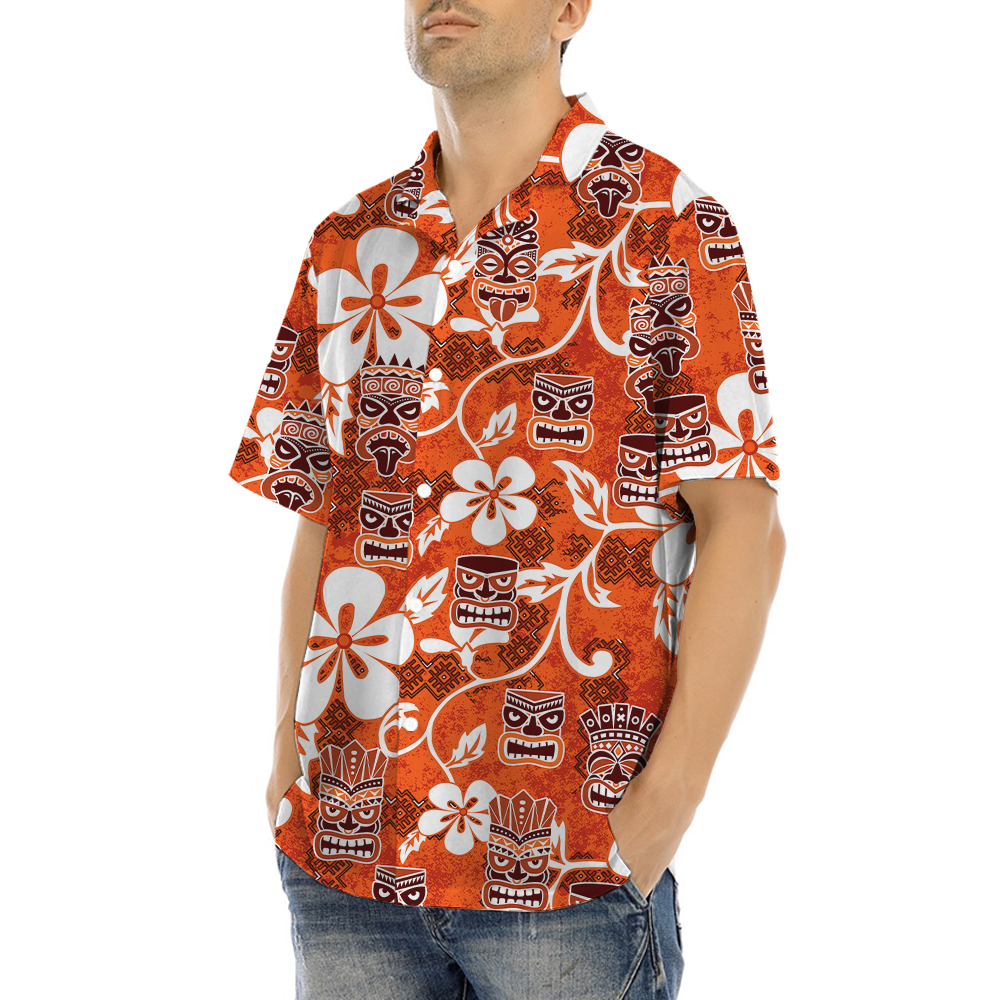 Classic Tiki Orange Aloha Shirt