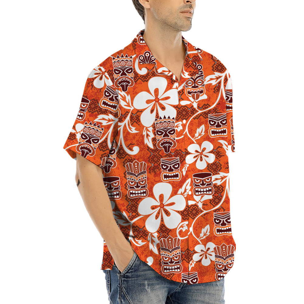 Classic Tiki Orange Aloha Shirt