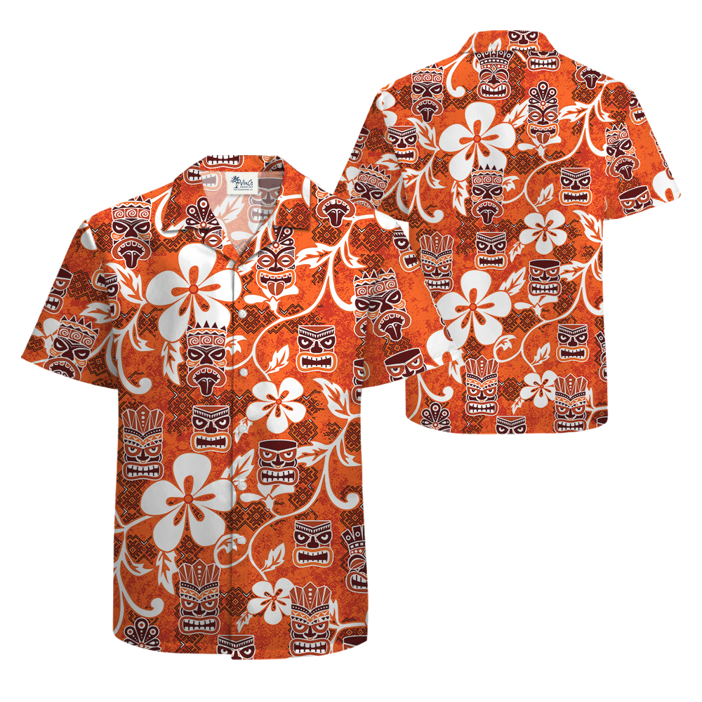 Classic Tiki Orange Aloha Shirt
