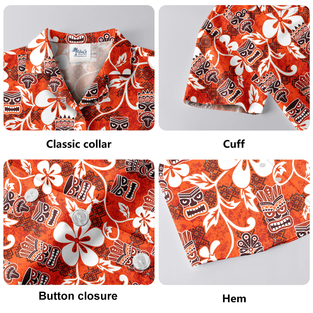 Classic Tiki Orange Aloha Shirt