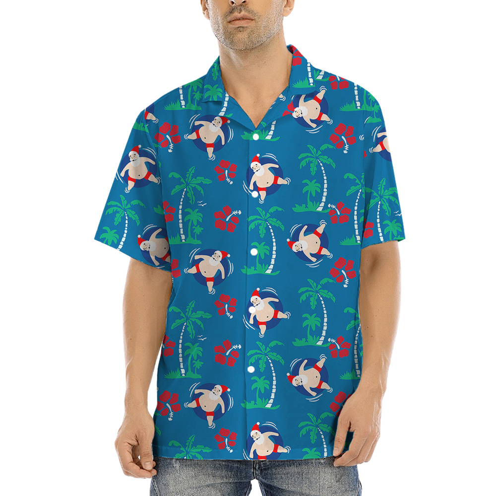 Santa Swimming Aussie Xmas Hawaiian Shirt - variant image 1