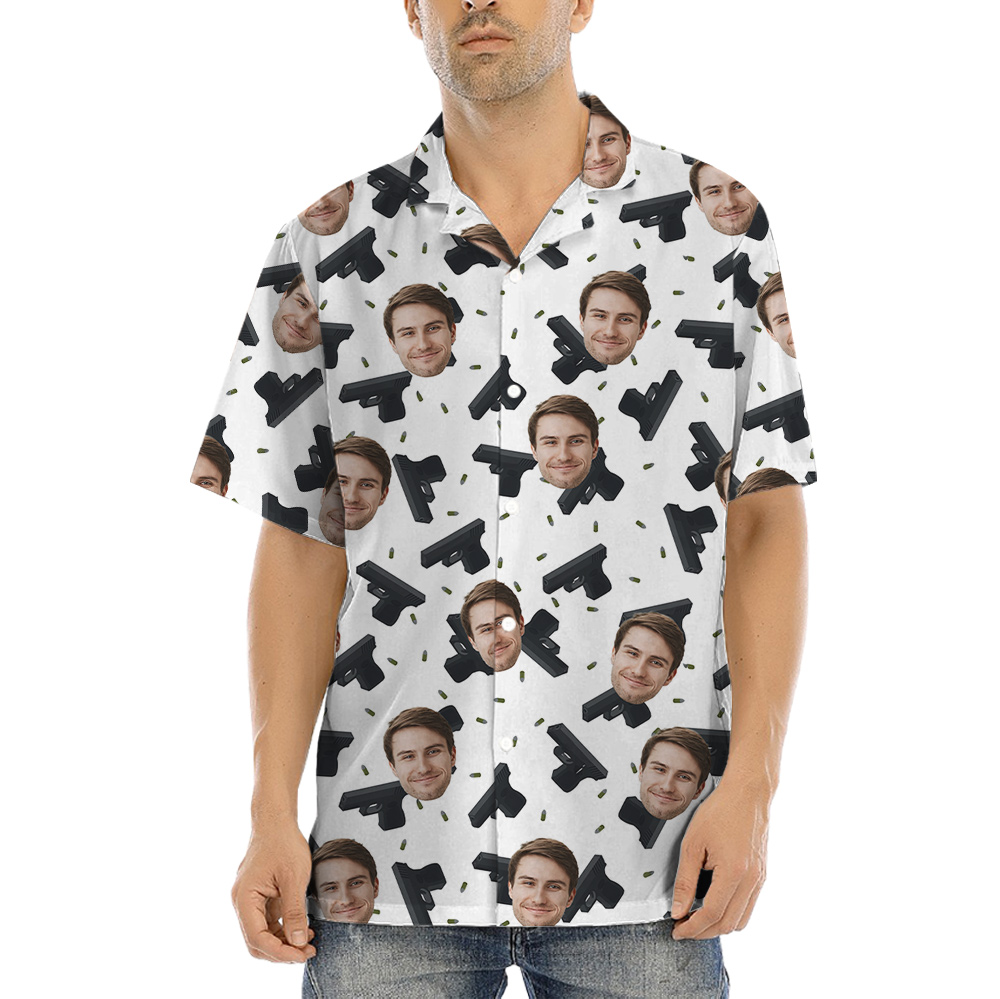 Custom Face Gun Bullet Hawaiian Shirt - variant image 1