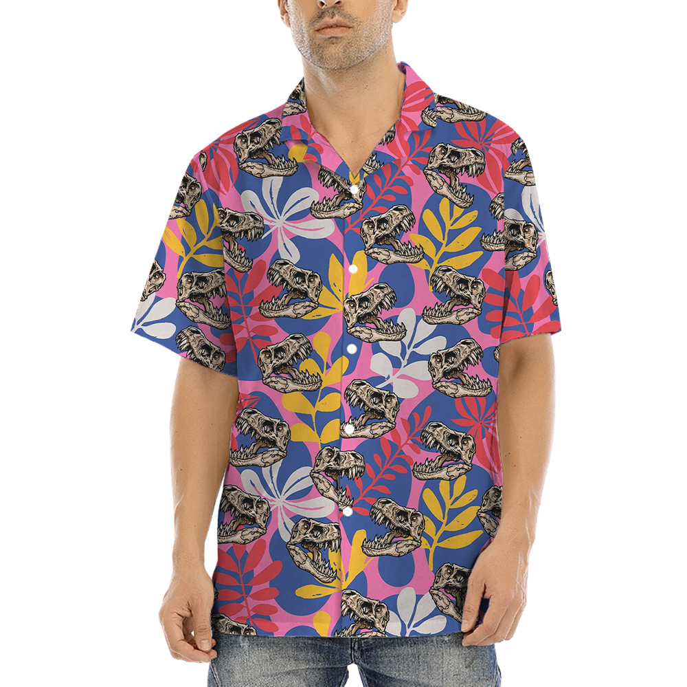 T-Rex Skull Tropical Hawaiian Shirt - variant image 1