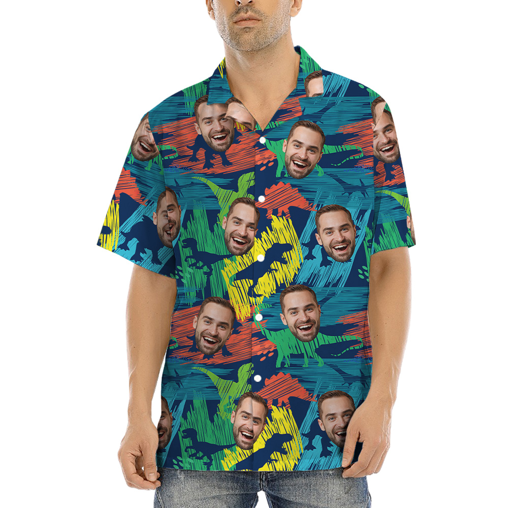Custom Face Classic Dinosaur Hawaiian Shirt - variant image 1