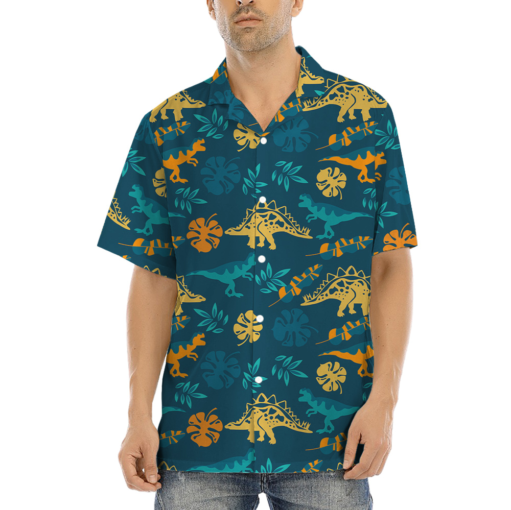 Dinosaur Button Up Men's Hawaiian Shirt - variant image 1