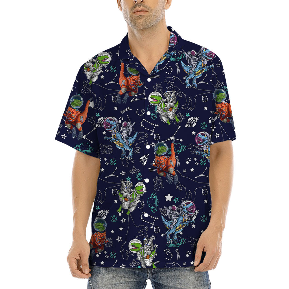 Astronaut Dinosaur Galaxy Hawaiian Shirt - variant image 1