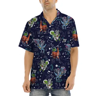 Astronaut Dinosaur Galaxy Hawaiian Shirt