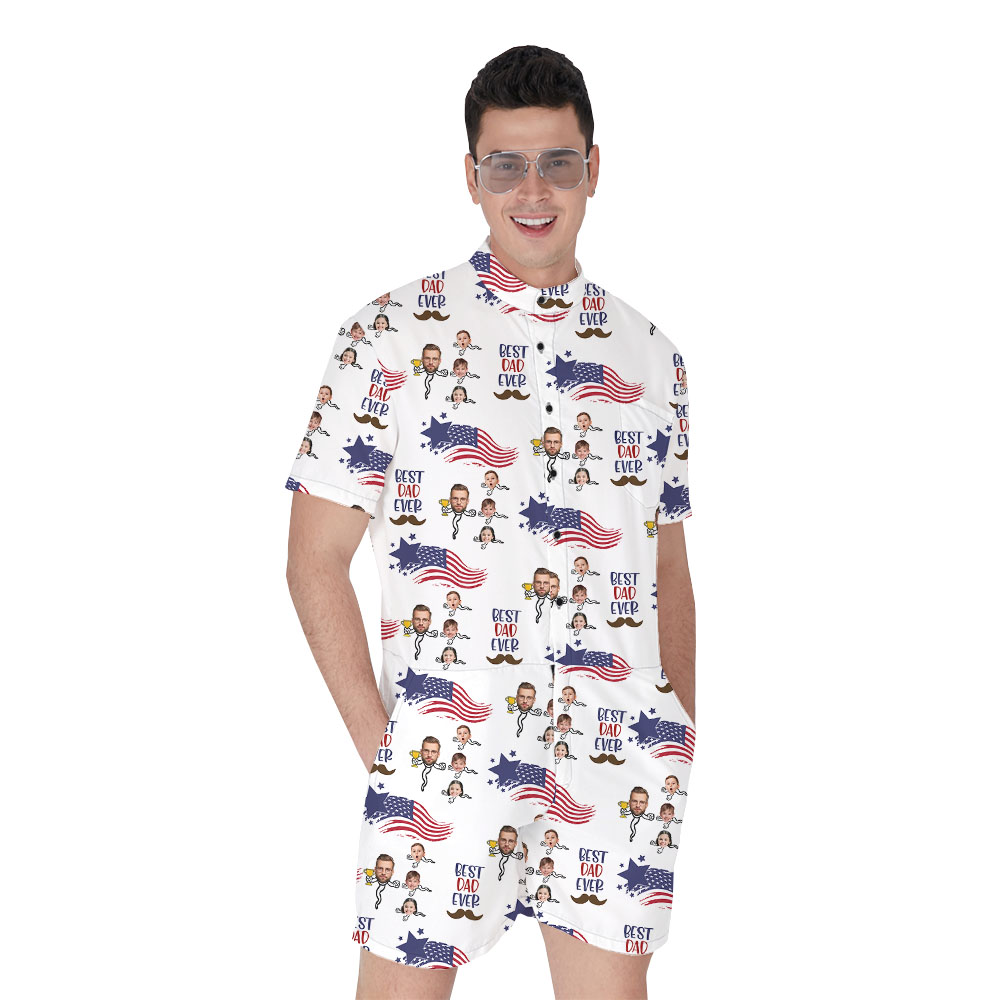 Personalized Dad Beach Romper With Father And Kids Faces - variant image 1