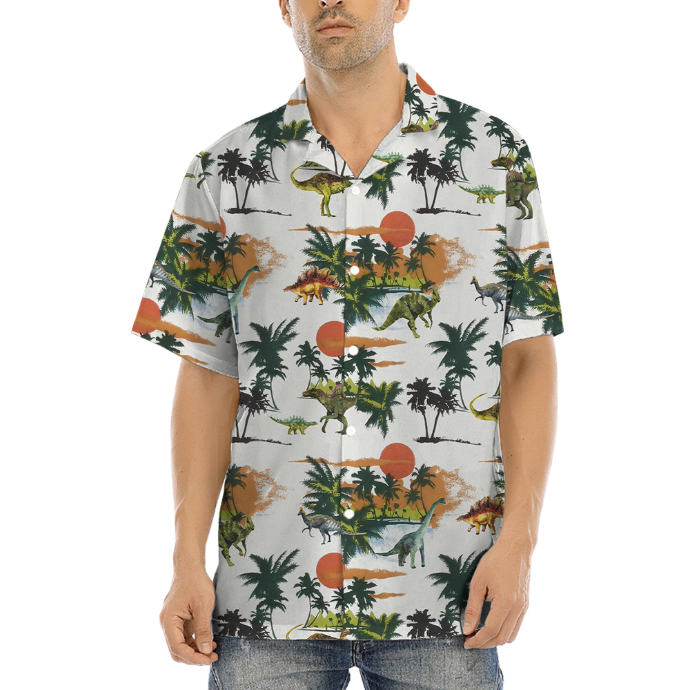 Tropical Island Dinosaur Hawaiian Shirt - variant image 1