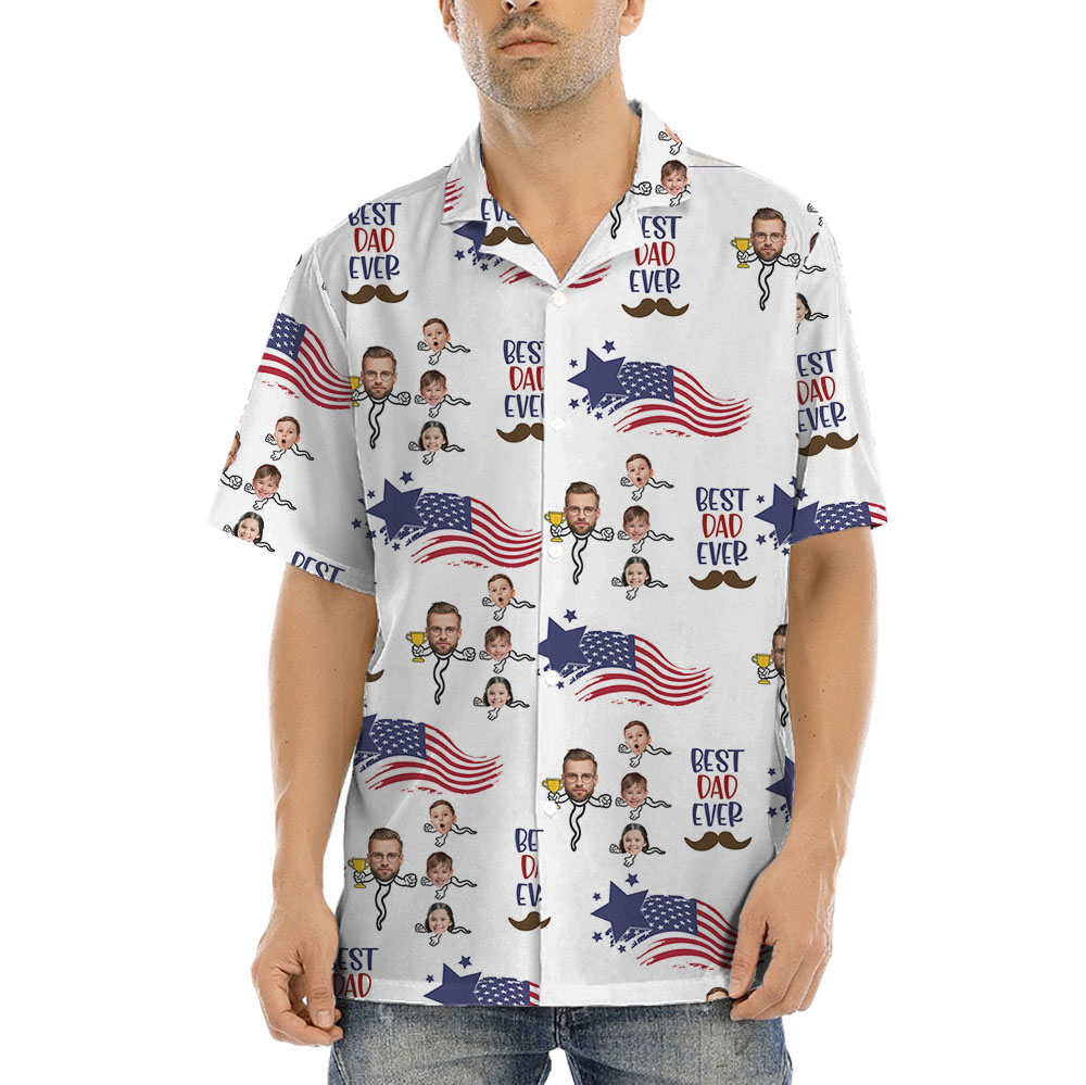 Hilarious Matching Dad And Kids Face Hawaiian Shirt - variant image 1