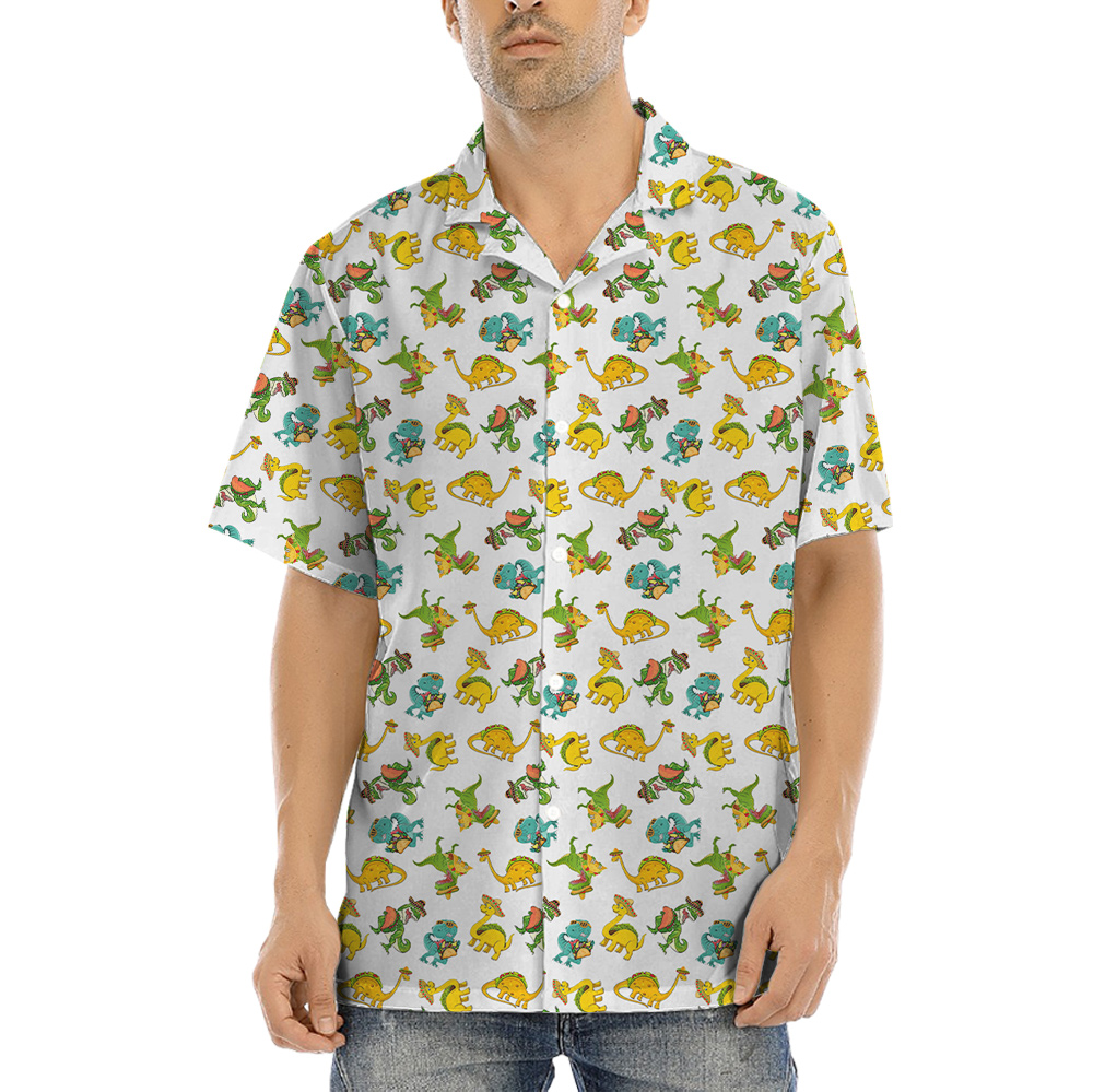 Funny Taco Dinosaur Aloha Shirt - variant image 1