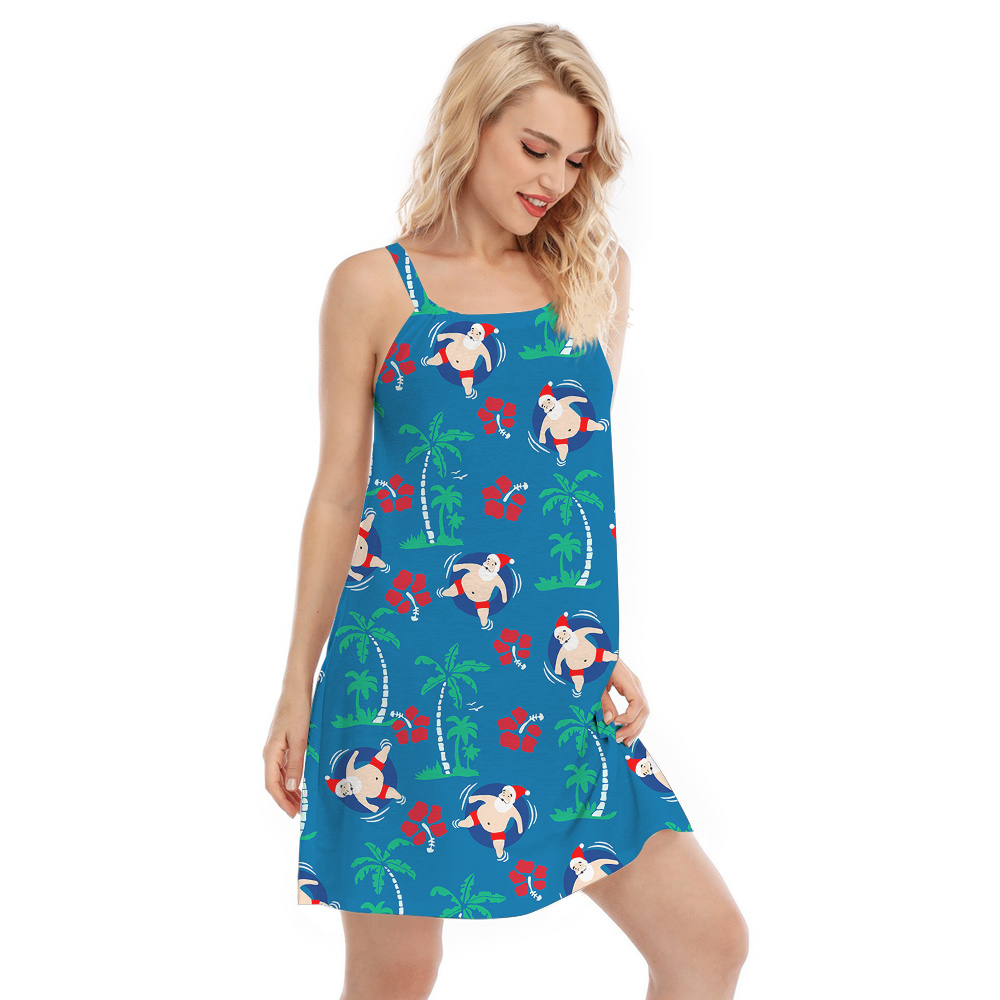 Tropical Style Santa Australia Xmas Blue Cami Dress