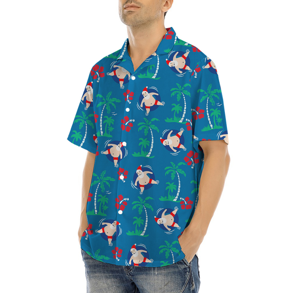Santa Swimming Aussie Xmas Hawaiian Shirt