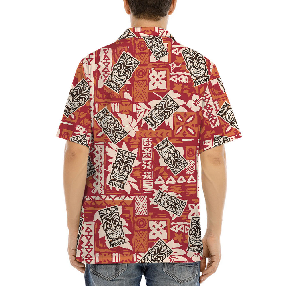 Vintage Tiki Orange Aloha Shirt