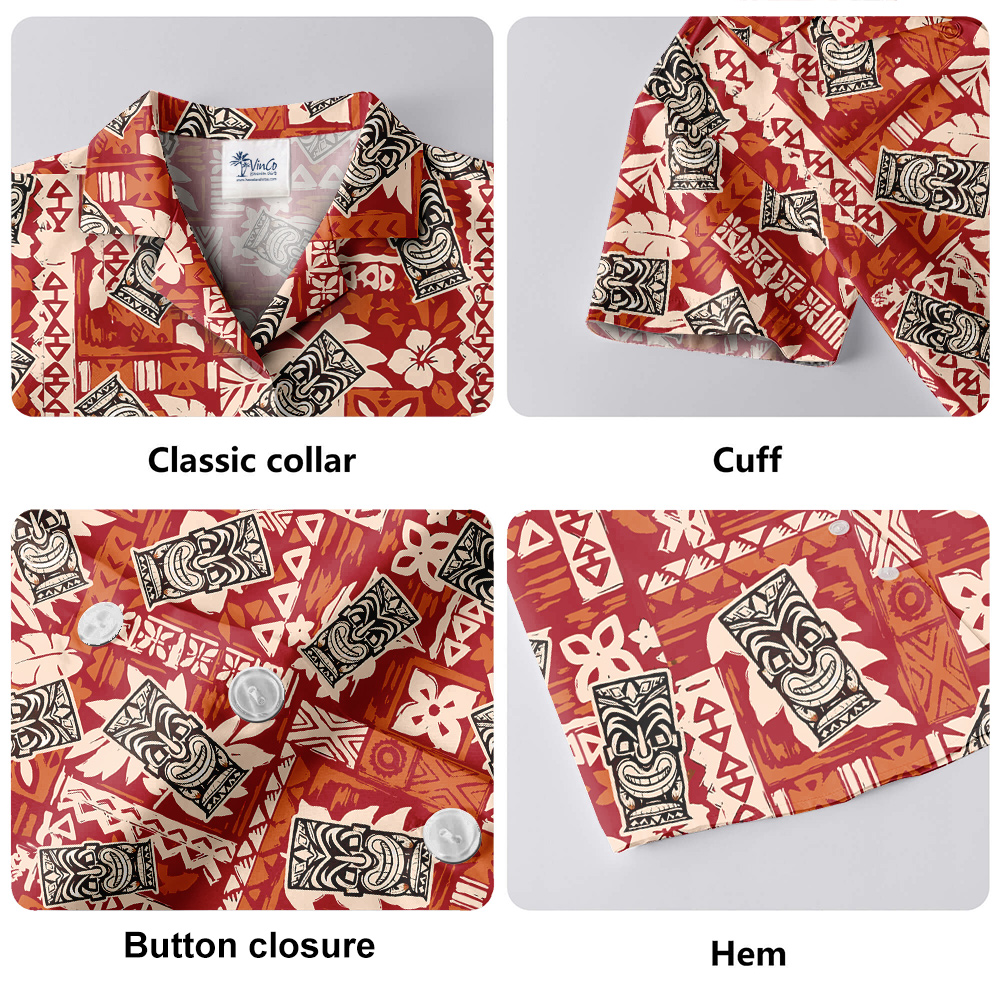 Vintage Tiki Orange Aloha Shirt