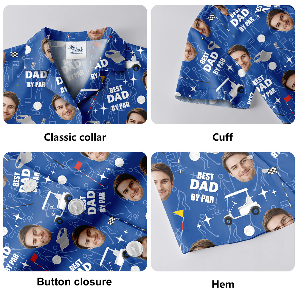 Custom Father's Face Golf Hawaiian Shirt