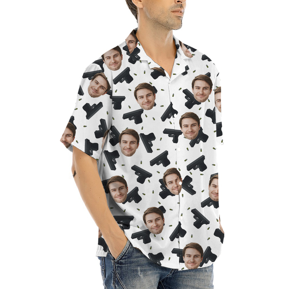 Custom Face Gun Bullet Hawaiian Shirt