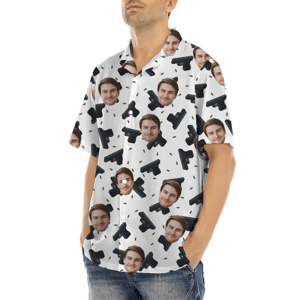 Custom Face Gun Bullet Hawaiian Shirt