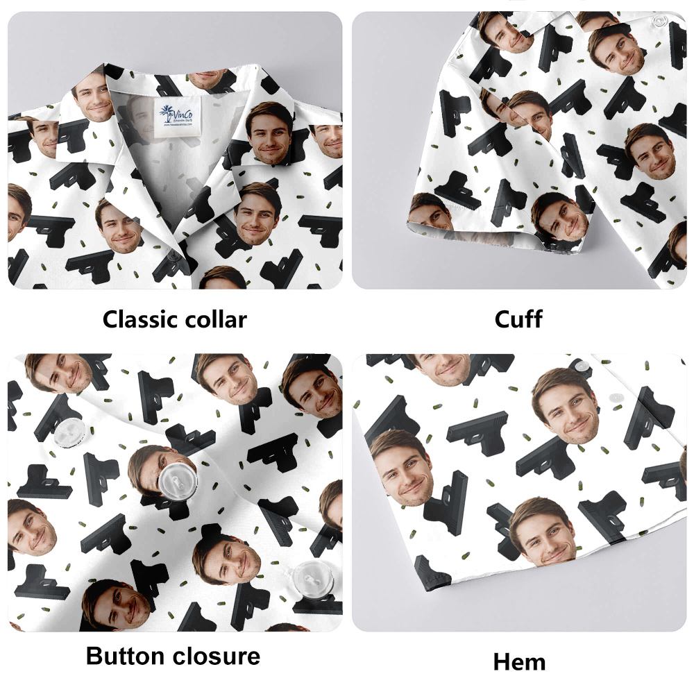 Custom Face Gun Bullet Hawaiian Shirt