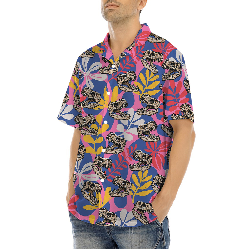 T-Rex Skull Tropical Hawaiian Shirt