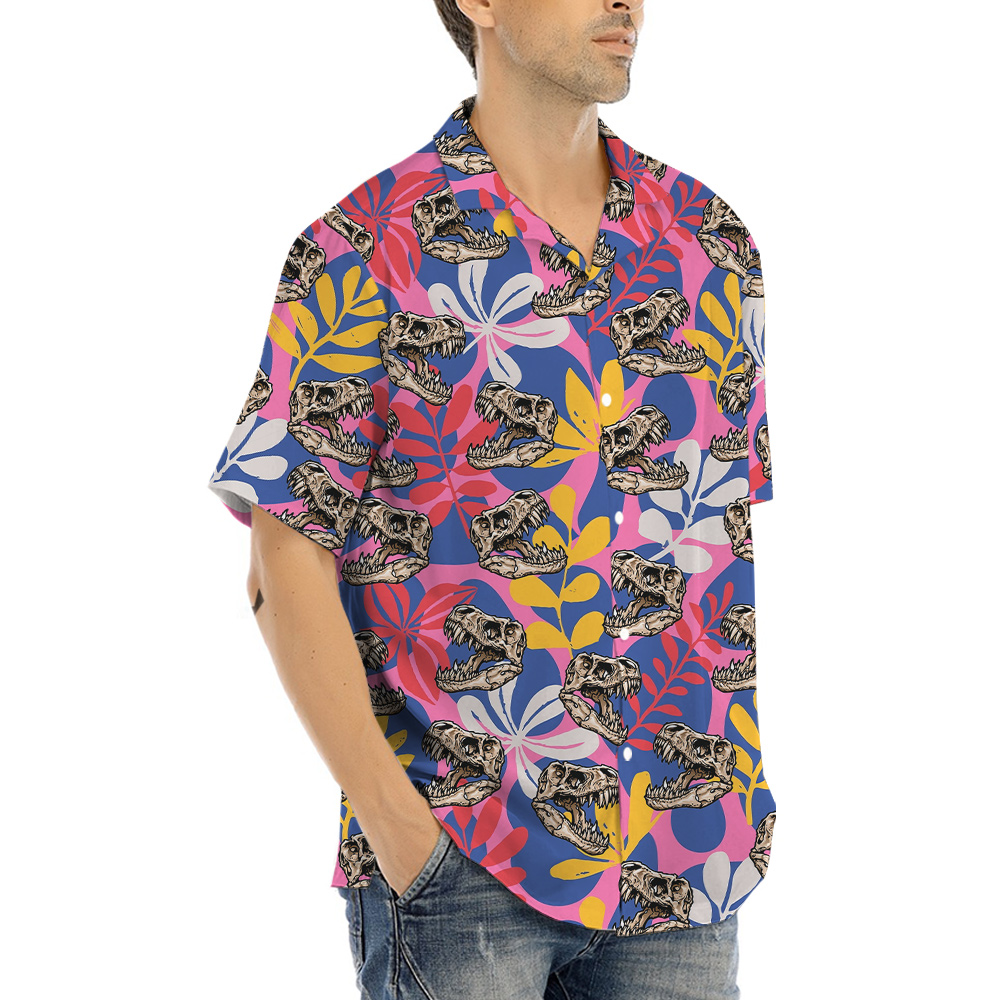 T-Rex Skull Tropical Hawaiian Shirt