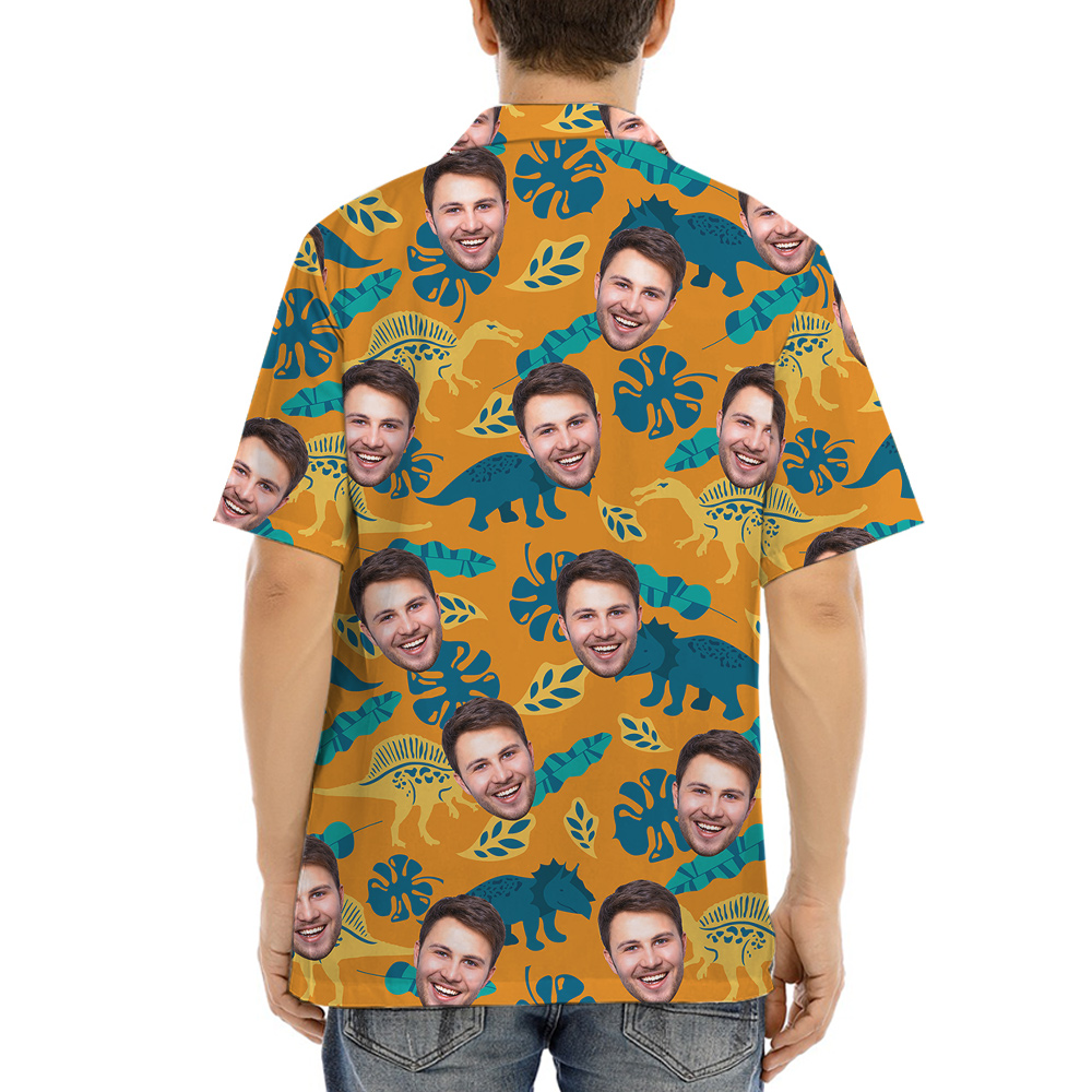 Custom Face Dinosaur Tropical Hawaiian Shirt