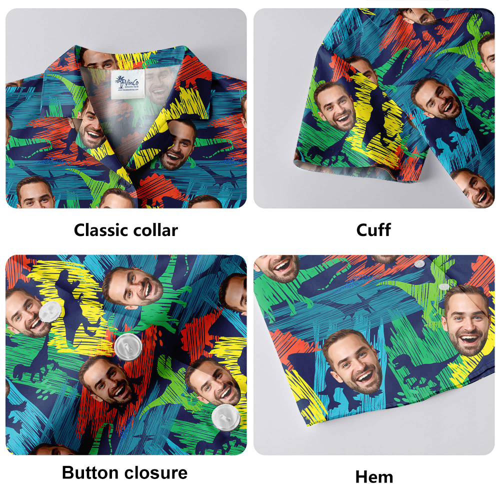 Custom Face Classic Dinosaur Hawaiian Shirt