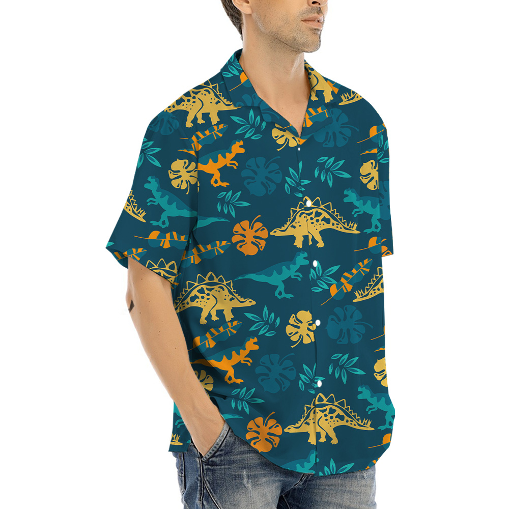 Dinosaur Button Up Men's Hawaiian Shirt