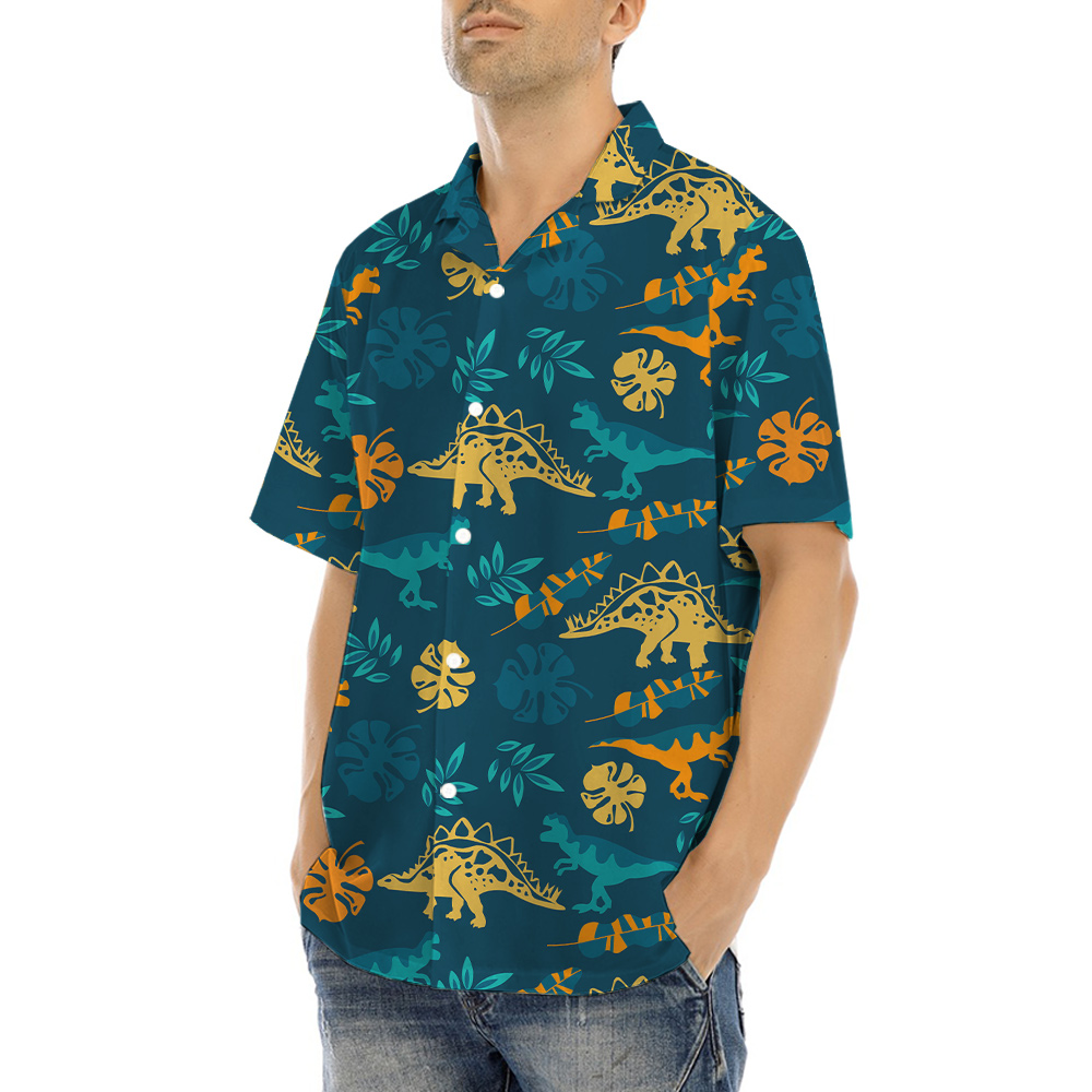 Dinosaur Button Up Men's Hawaiian Shirt