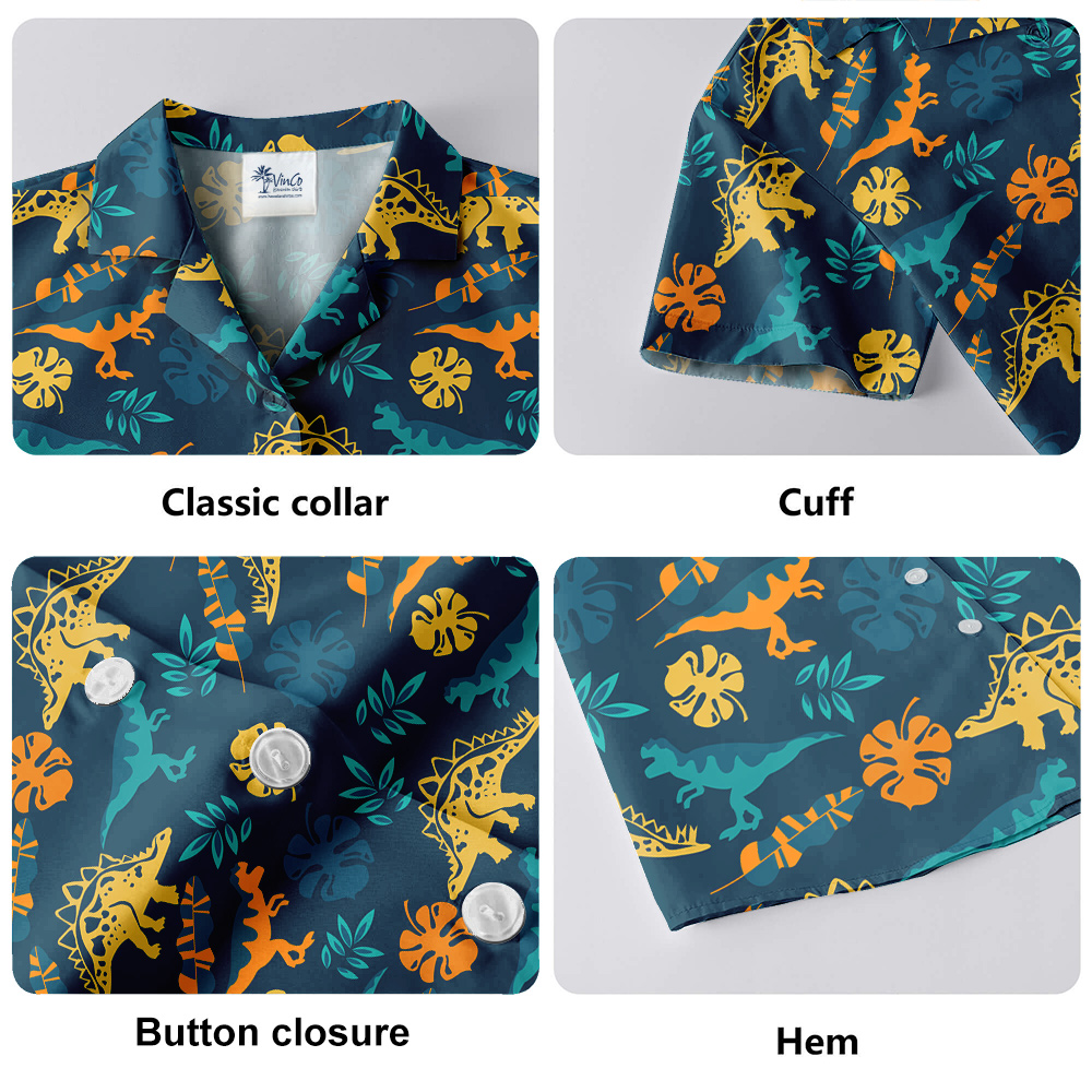 Dinosaur Button Up Men's Hawaiian Shirt