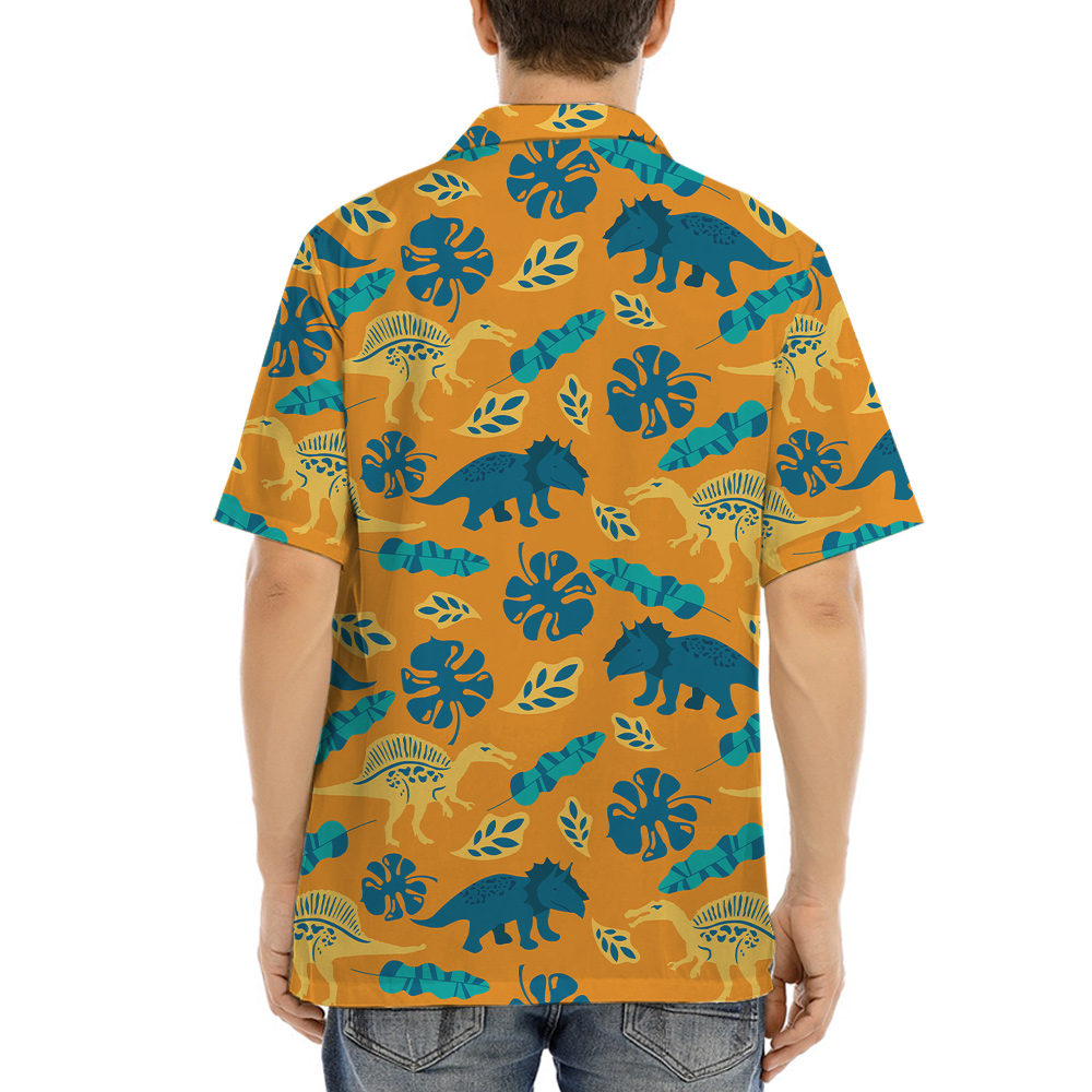 Dinosaur Tropical Orange Hawaiian Shirt