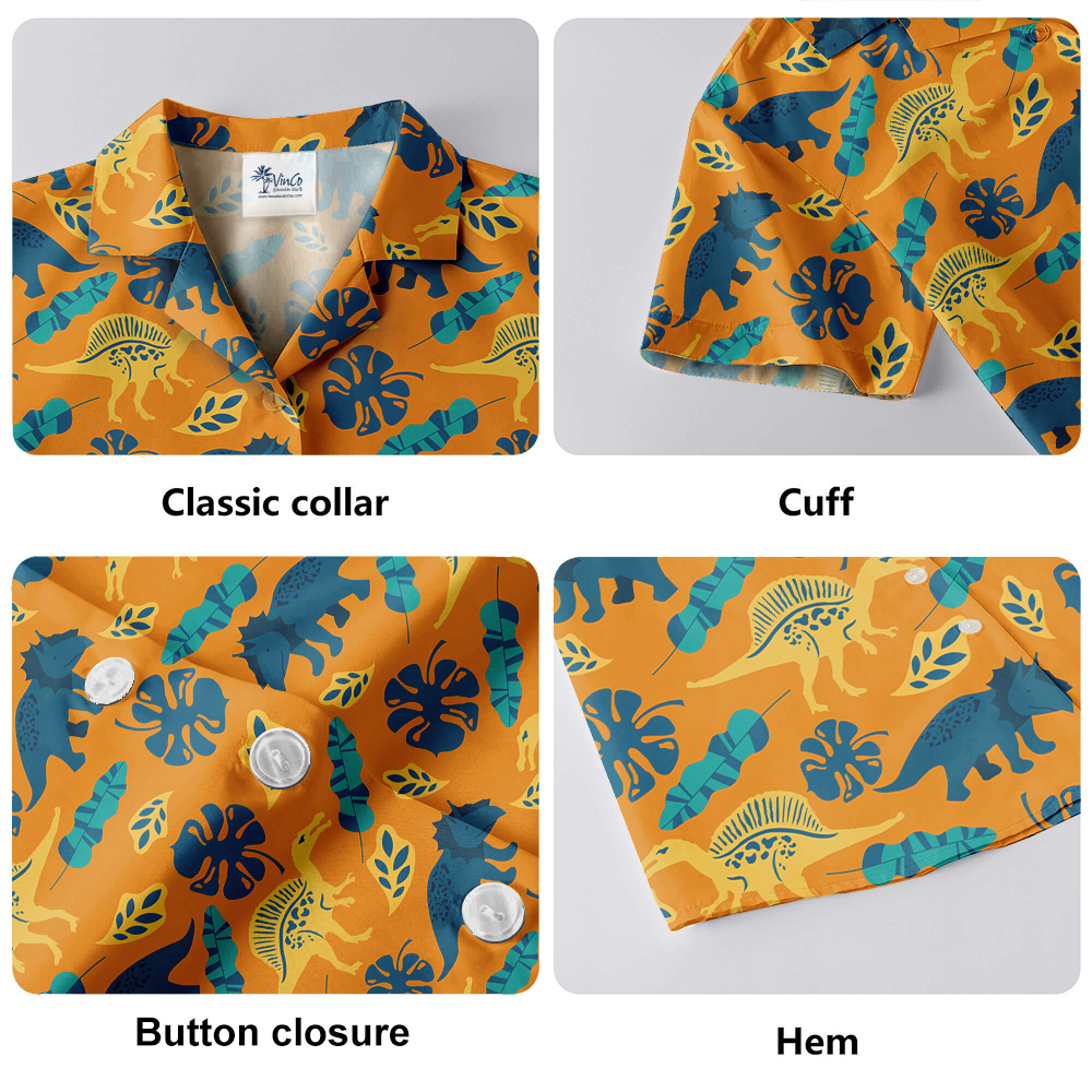 Dinosaur Tropical Orange Hawaiian Shirt