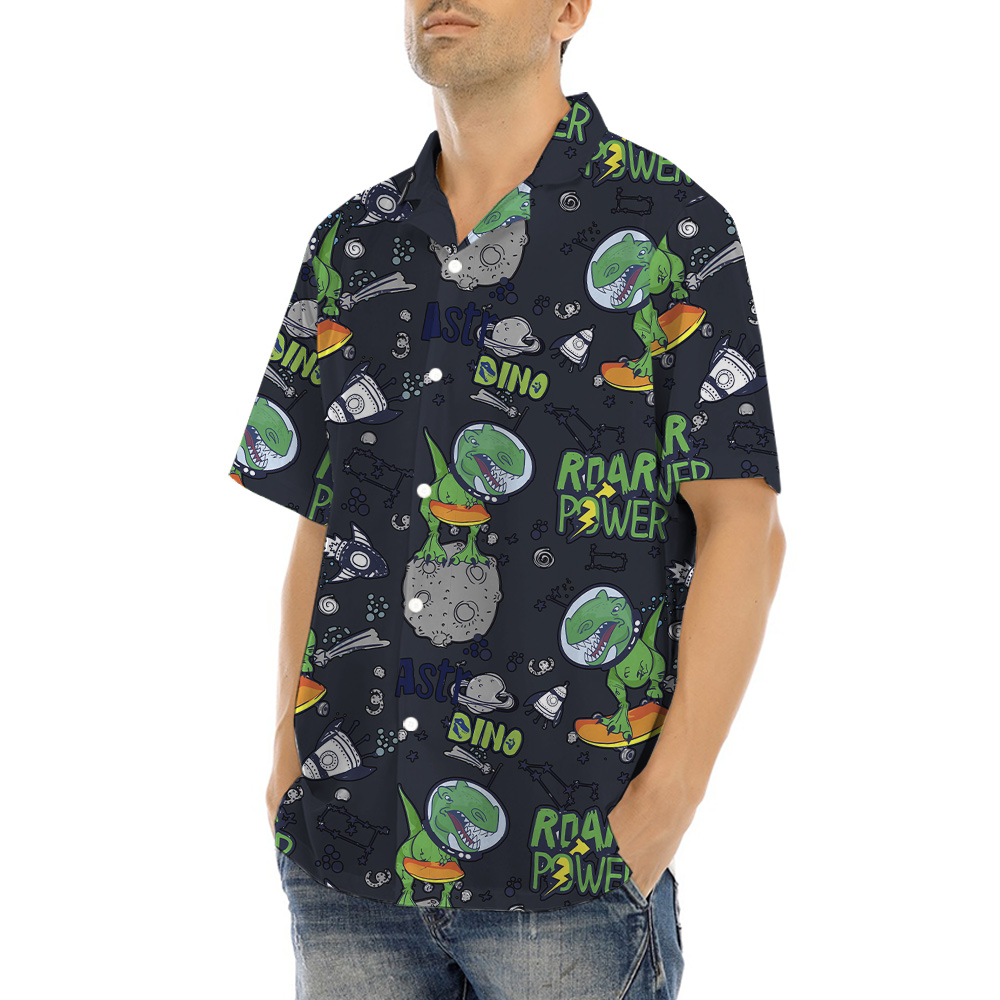 Dinosaur In Space Hawaiian Shirt
