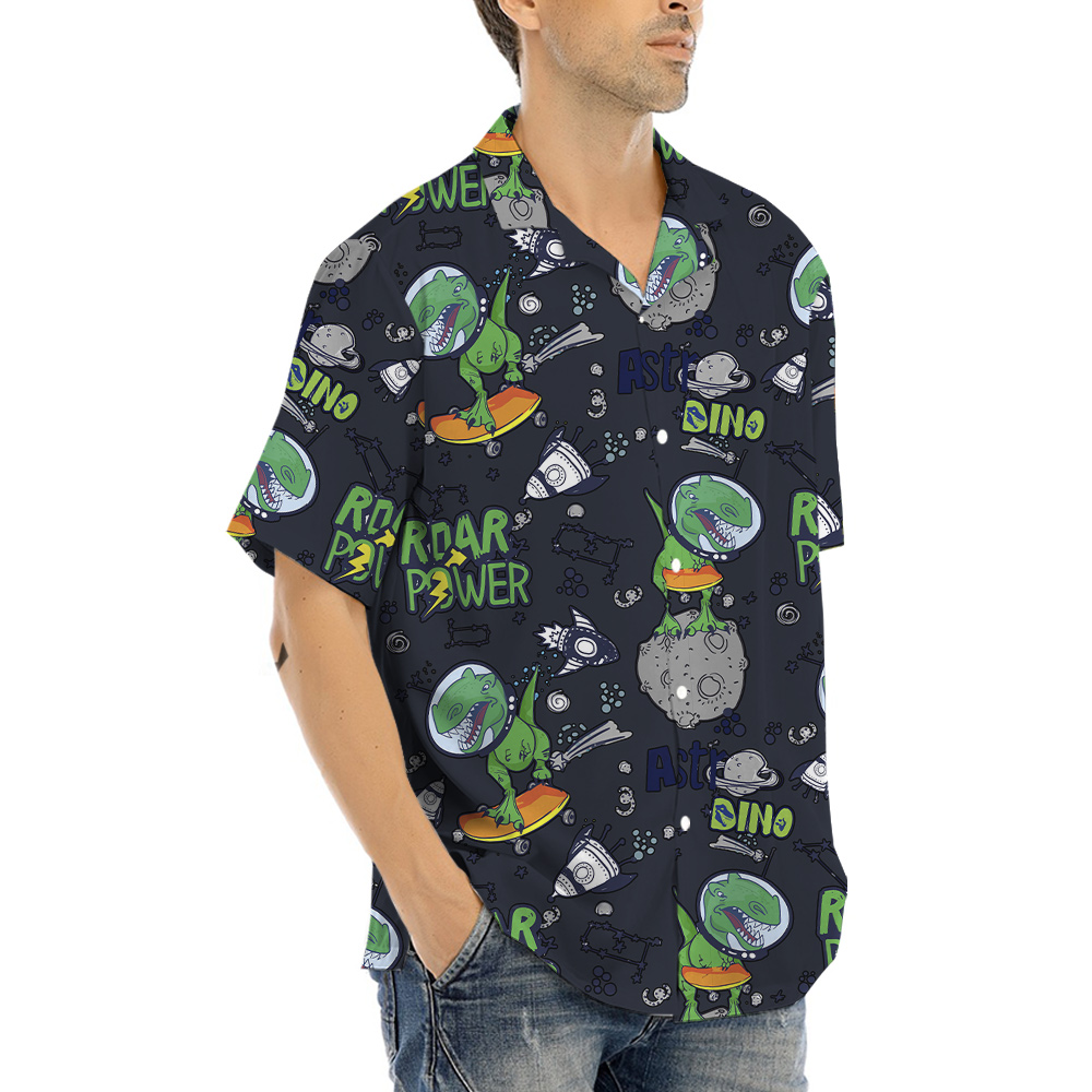 Dinosaur In Space Hawaiian Shirt