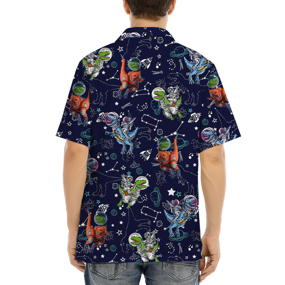 Astronaut Dinosaur Galaxy Hawaiian Shirt